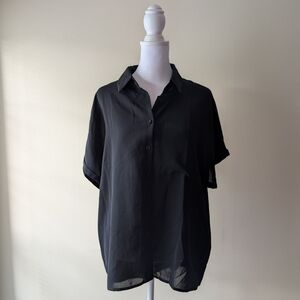 Shein Black Casual Button-Up Shirt